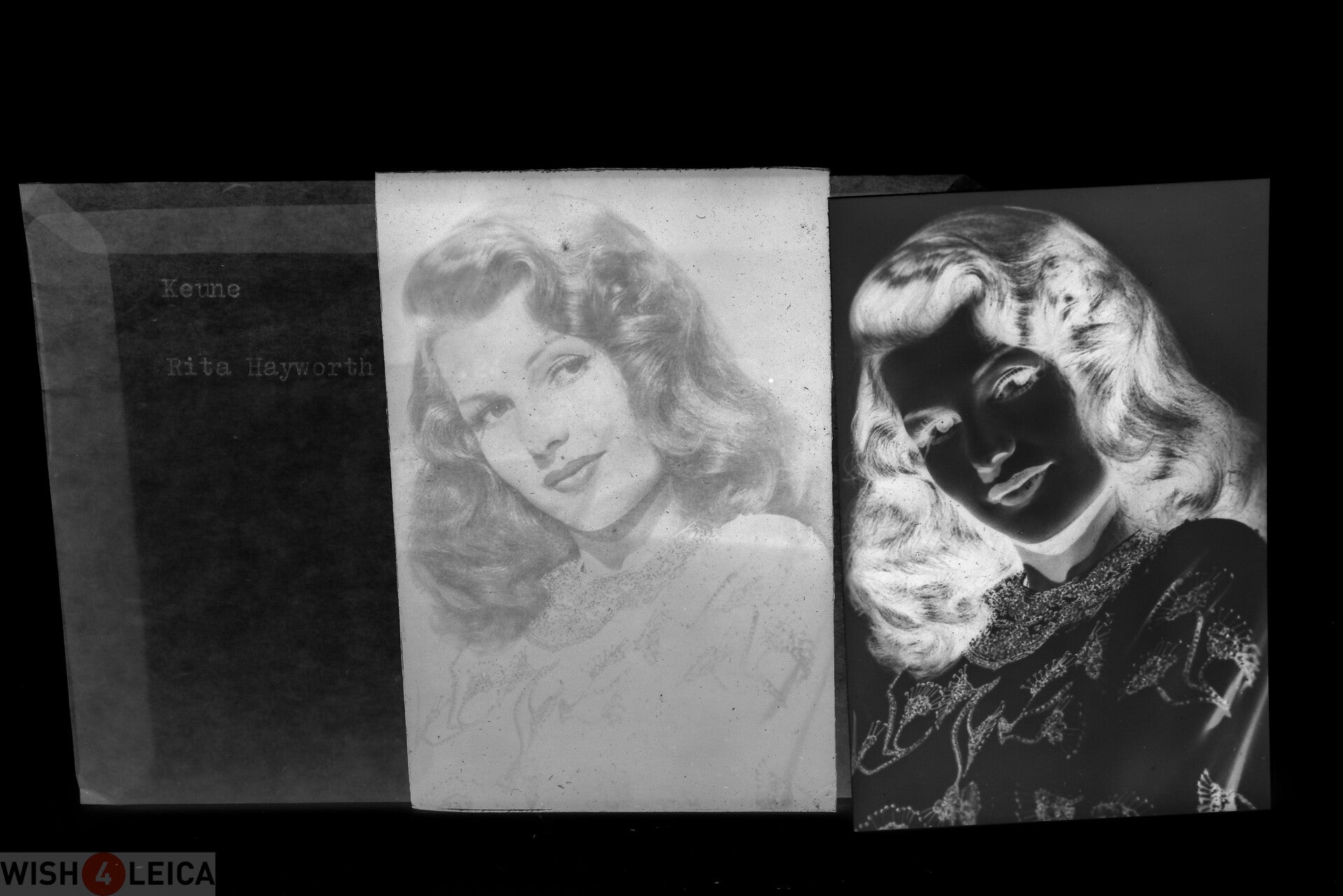 RITA HAYWORTH 9x12CM COLOMBIA PROMOTIONAL PICTURE GLASS NEGATIVE SLIDE PORTRAIT