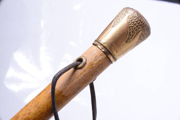 ANTIQUE CANE WALKING STICK LIGHT WEIGHT PIECE BRASS POMMEL DESIGN 94.5CM 37.2”