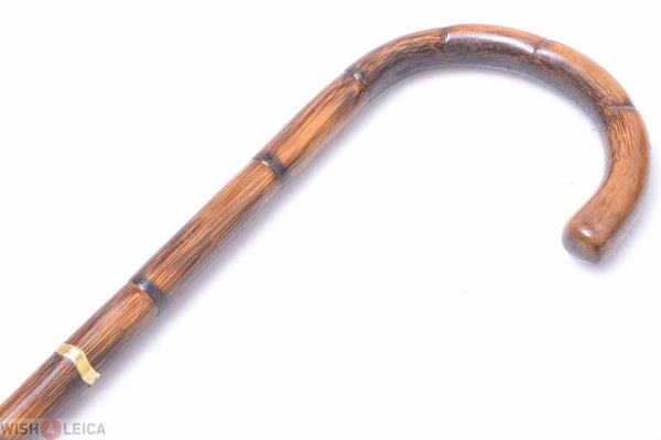 ANTIQUE FRENCH LADY CANE WALKING STICK GOLD HALL MARKED RING BAMBOO THIN SHAFT