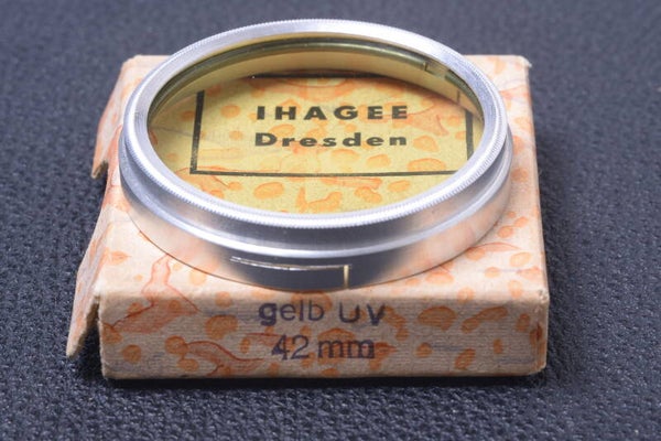 IHAGEE DRESDEN YELLOW 42MM FILTER LENS OR CAMERA PUSH ON W/ KEEPER 101-4