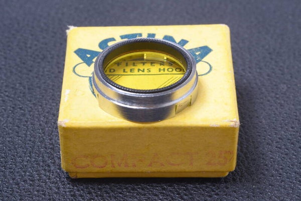 ACTINA YELLOW 25MM FILTER GENUINE LENS OR CAMERA PUSH ON W/ BOX 102-3