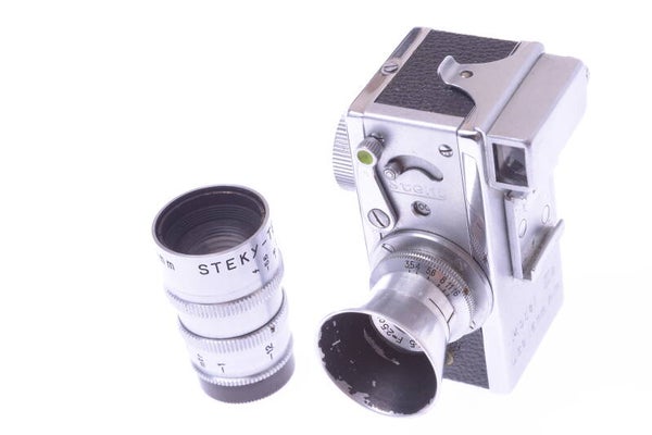RIKEN STEKY III B 16MM SUBMINIATURE CAMERA W/ HOOD, TELE 40MM 5.6 & 25MM LENS