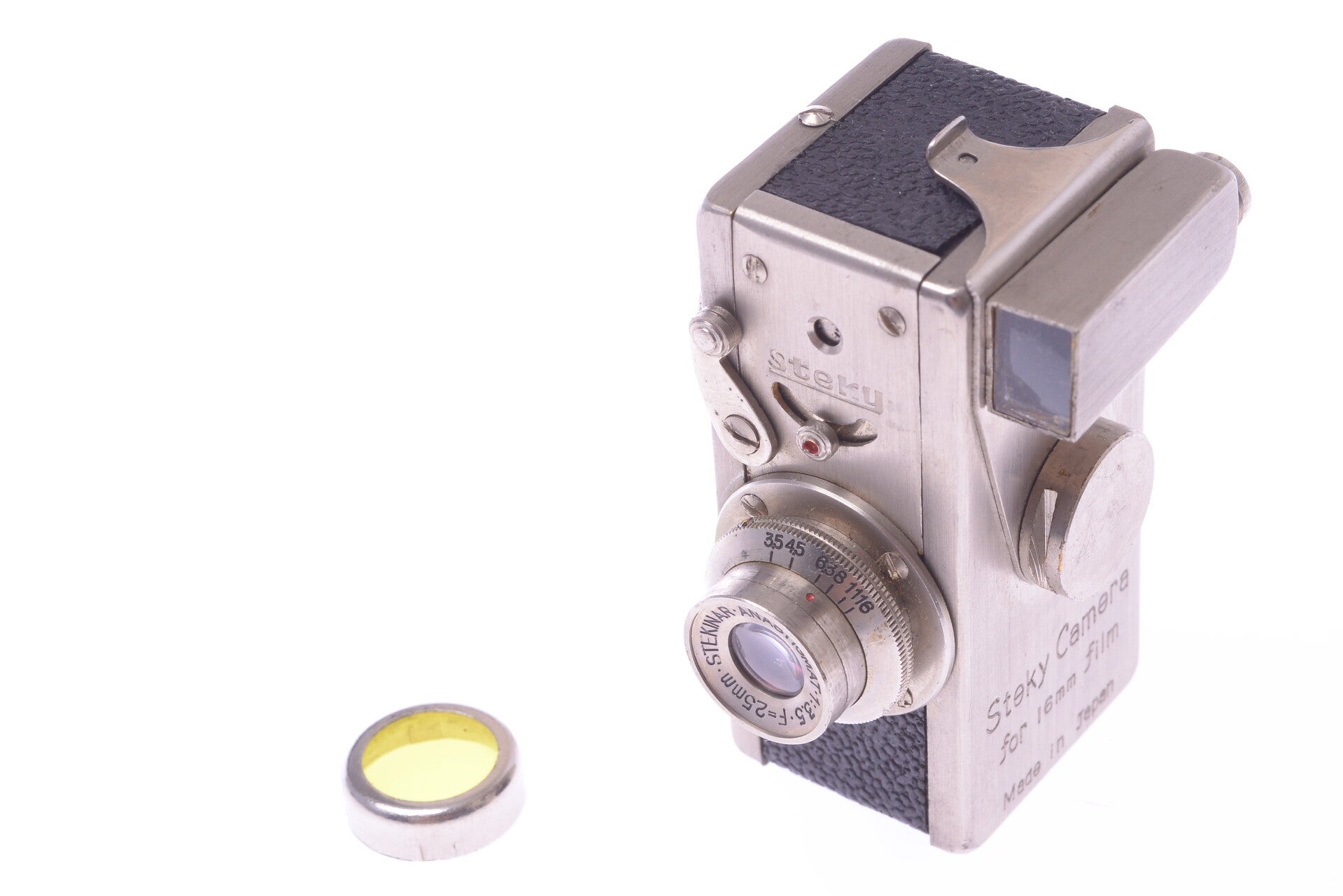 RIKEN STEKY I 16MM SUBMINIATURE CAMERA NICKEL PLATED FILTER, 25MM LENS, MINTY*