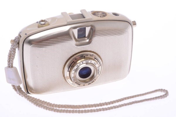 WELTA PENTI 0 WHITE/GOLD 18X24MM CAMERA MEYER TRIOPLAN 30MM LENS *NICE, READ*