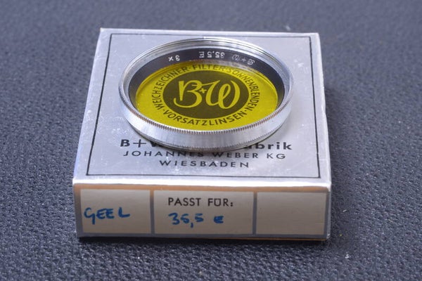 B & W SCHNEIDER YELLOW 3X 35.5MM FILTER GENUINE LENS SCREW IN W/ BOX 104-4