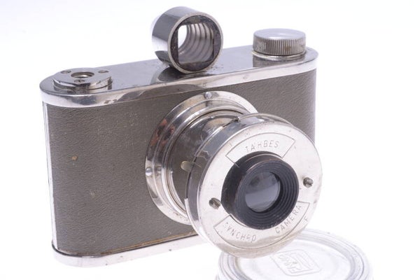 TAHBES SYNCHRO 120 ROLL FILM NICKEL PLATE CAMERA ALBADA FINDER RARE* 75MM LENS