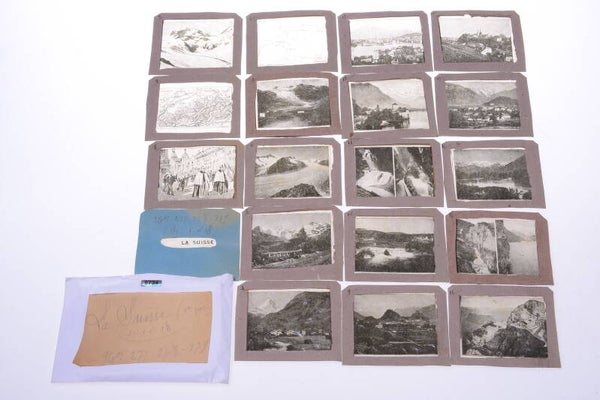 18 IMAGES c.1900 MAGIC LANTERN SCHOOL SLIDES 'SWITZERLAND' *FRENCH, RARE*
