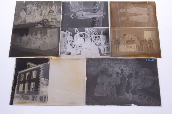 5 FRENCH GLASS PLATE NEGATIVE 8 PHOTOGRAPHS IMAGES PICTURES 5X7'  13X18CM 1900