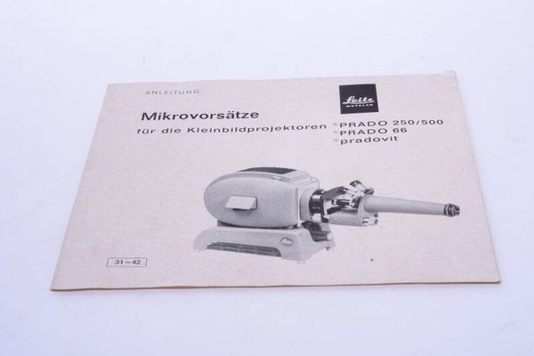 LEICA MICRO ATTACHMENT PRADO 250/500, 66 INSTRUCTIONS MANUAL GERMAN 133-1