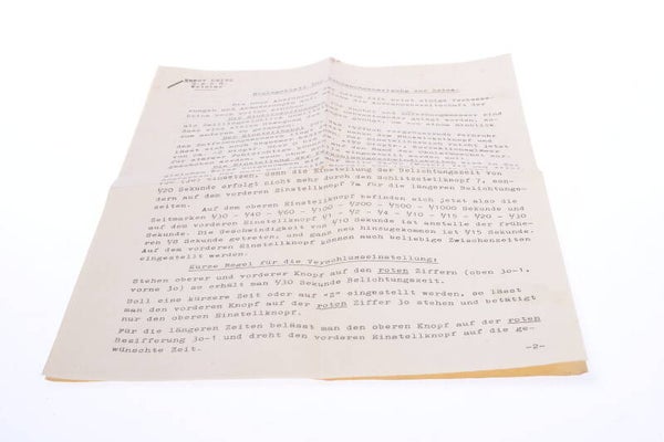 LEICA III B ORIGINAL INSTRUCTIONS MANUAL INSERT GERMAN 1938 134-2