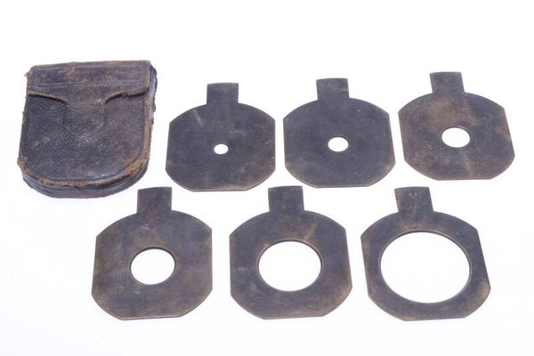 WATERHOUSE STOP SET 49.5MM WIDE ANTIQUE BRASS PETZVAL LENS LF CAMERA W/ CASE