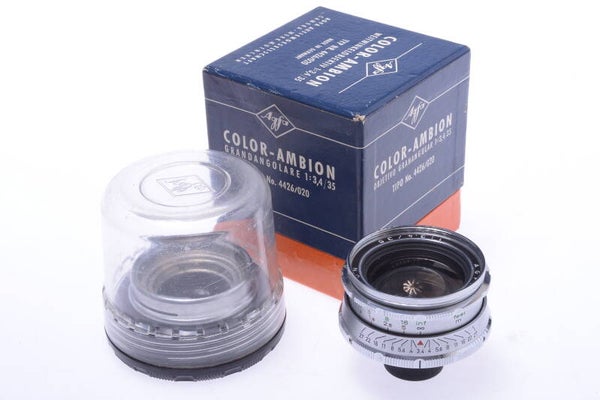 AGFA COLOR-AMBION 35MM 3.4 AMBIFLEX, AGFAFLEX SLR LENS W/ ORIG. # MAKERS BOX
