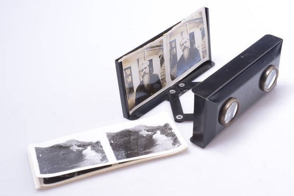 UNIS FRANCE STEREOSCOPE NICKEL PLATED FOLDABLE MODEL 45x107MM STEREO VIEWER