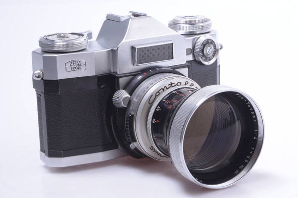 ZEISS CONTAFLEX SUPER OLD STYLE 35MM SLR FILM CAMERA PRO-TESSAR 85MM 4 LENS