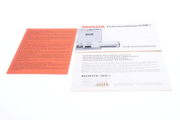 MINOX B FLASH ME 1 CAMERA ORIGINAL INSTRUCTIONS MANUAL GERMAN W/ INSERTS 138-1