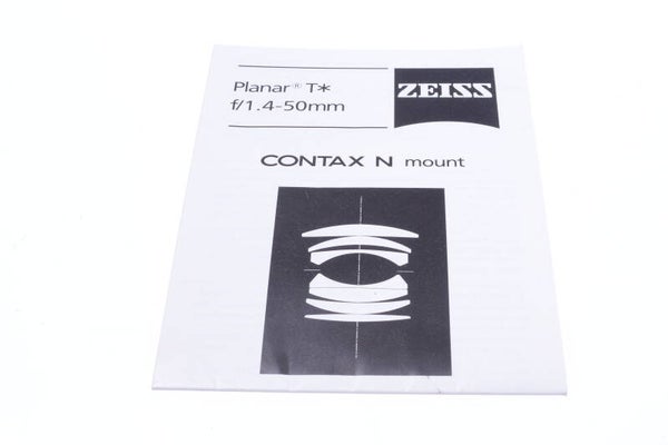 ZEISS PLANAR T F/1.4-50 MM CONTAX N CAMERA ORIGINAL INSTRUCTIONS MANUAL 138-1