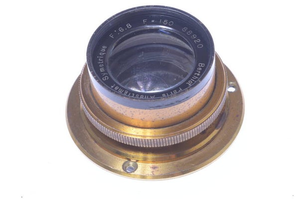 BERTHIOT ANASTIGMAT SYMETRIQUE 150MM 6.8 *COATED* LENS BRASS ANTIQUE