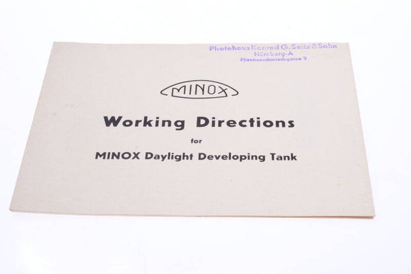 MINOX DEVELOPING TANK ORIGINAL INSTRUCTIONS MANUAL ENGLISH 139-2