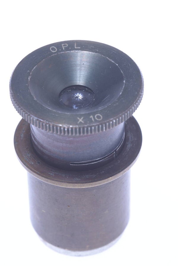 OPL, O.P.L. MICROSCOPE 10X OCULAR MICROMETER 23MM DIAMETER MOUNT LENS