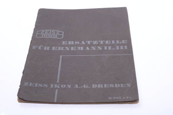 ZEISS ERNEMANN II, III PROJECTOR SPARE PARTS PRICE GUIDE BOOKLET GERMAN 120