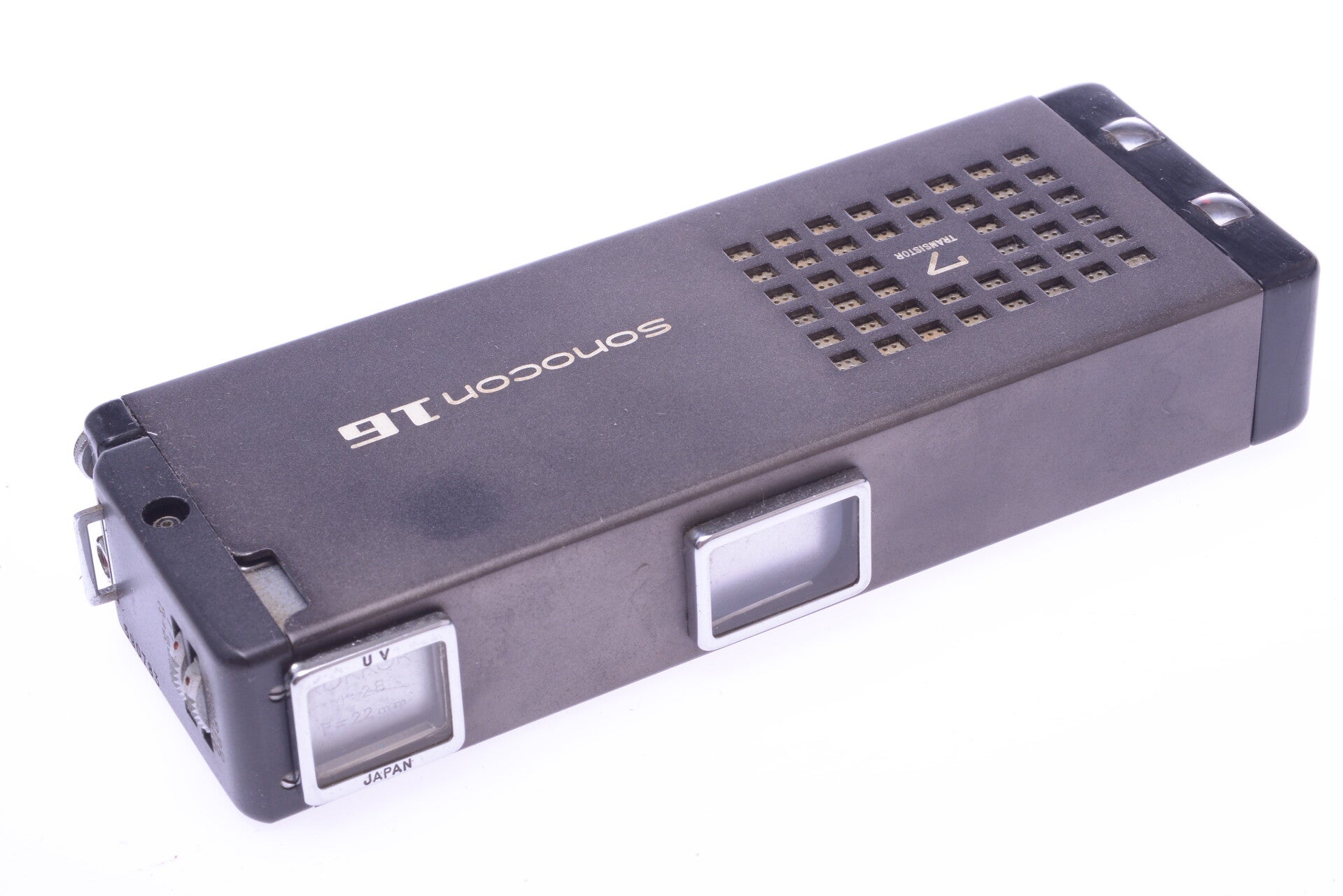 MINOLTA SONOCON 16 TRANSISTOR RADIO, MODEL I 16MM MINIATURE CAMERA ROKKOR LENS