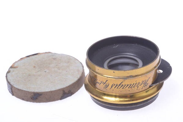 HERMAGIS ANTIQUE BRASS GRAND ANGLE APLANAT NO.8 LENS 4X5”? LF CAMERA