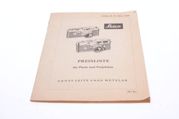 LEICA LEITZ PRICE LIST MARCH 1958 CAMERAS & PROJECTORS BROCHURE GERMAN 122