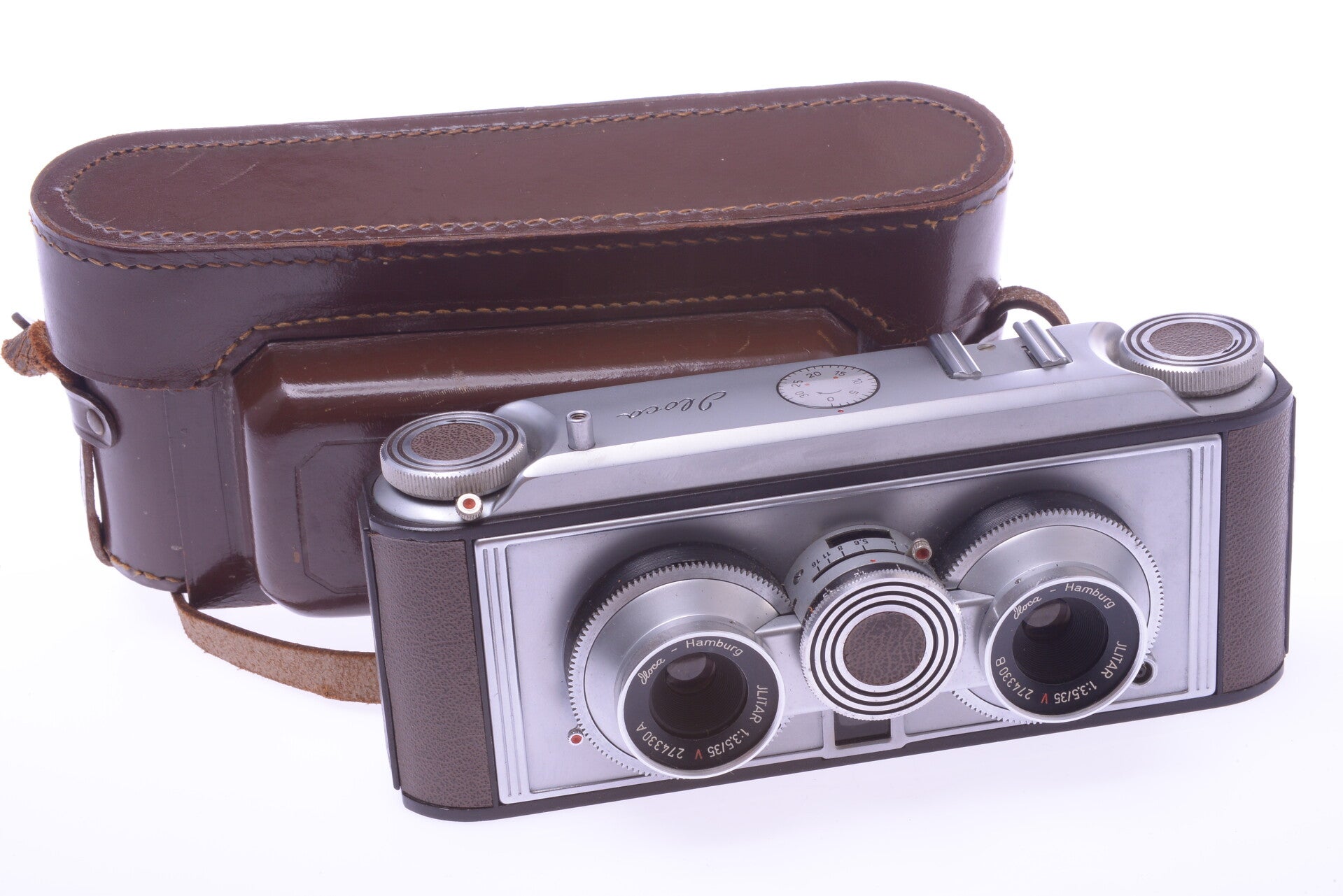 ILOCA STEREO IIA CAMERA 'TOWER' *MINT* 24X24MM ON 35MM FILM W/ JLITAR LENSES