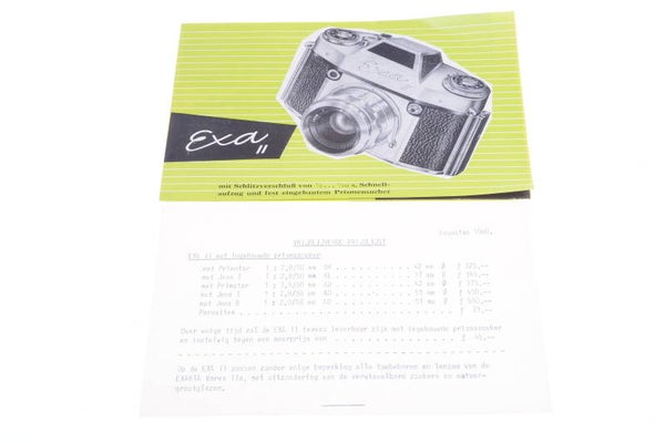 EXAKTA EXA II CAMERA & PRICE LIST ORIGINAL PRODUCT GUIDE BROCHURE GERMAN 123