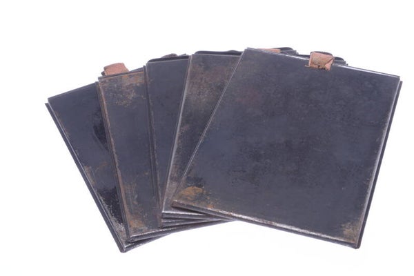 UNBRANDED ANTIQUE GLASS PLATE HOLDER SET OF 5 FOR 9X12CM CAMERA