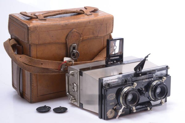 GAUMONT SPIDO METALLIC STEREO PANORAMA 6x13CM PLATE CAMERA ZEISS LENS