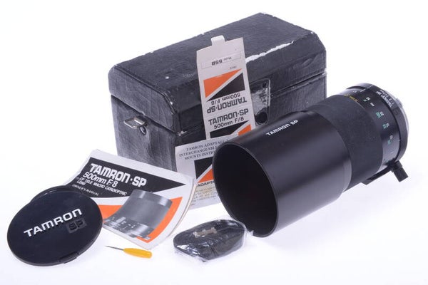 TAMRON SP OLYMPUS OM 500MM 8 TELE MACRO *MINTY* MIRROR LENS ADAPTALL 2 W/ CAPS