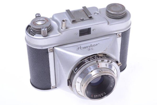 HUNTER HUNTER 35 CAMERA 35MM FILM IN FEET W/ 45MM 3.5 STEINER RED V LENS