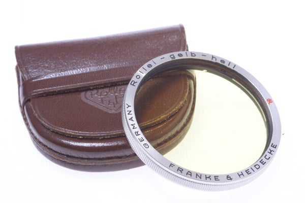 ROLLEI ROLLEIFLEX YELLOW FILTER BAY. 3, RIII FOR 6X6CM 2.8 TLR CAMERA W/ CASE