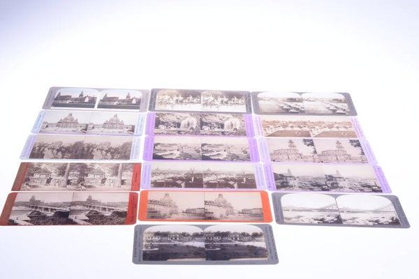 16 VERLAG MOSER WILLIAMS KEYSTONE REPRINT STEREO PAIR VIEWS DRESDEN 8.8X18CM