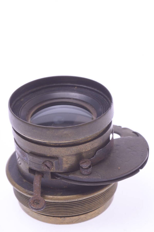 DARLOT BRASS ANTIQUE '140MM' LENS 10X15CM, 4X5" CAMERA W/ SHUTTER
