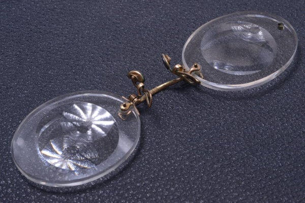 DOUBLE ANTIQUE PINCH, PINCE NEZ NOSE GLASSES SPECTACLES EXTREME MINUS DIOPTER