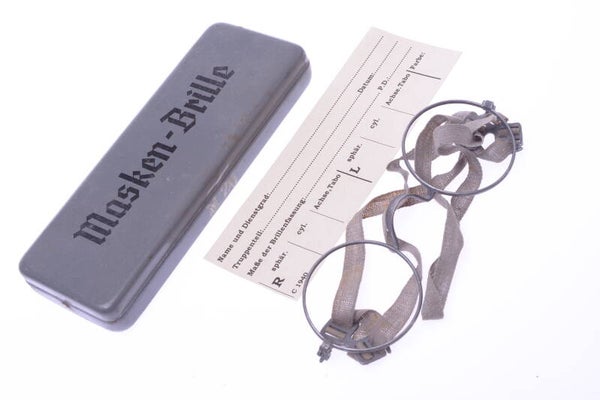 GERMAN MILITARY WWII M26 GAS MASKEN BRILLE GLASSES ROUND FRAME 1940 UNUSED 165