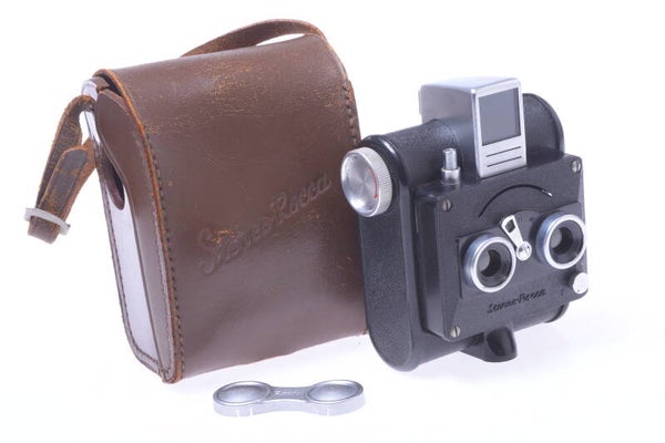 ROKUWA STEREO ROCCA CAMERA *MINTY* 23X24MM 120 ROLL FILM W/ CAPS & LEATHER CASE
