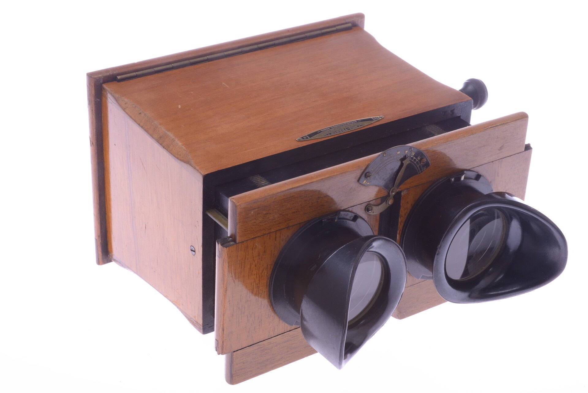 UNIS FRANCE STANDARD 3D STEREO VIEWER ANTIQUE WOOD 6X13CM GLASS PLATE *SCARCE*