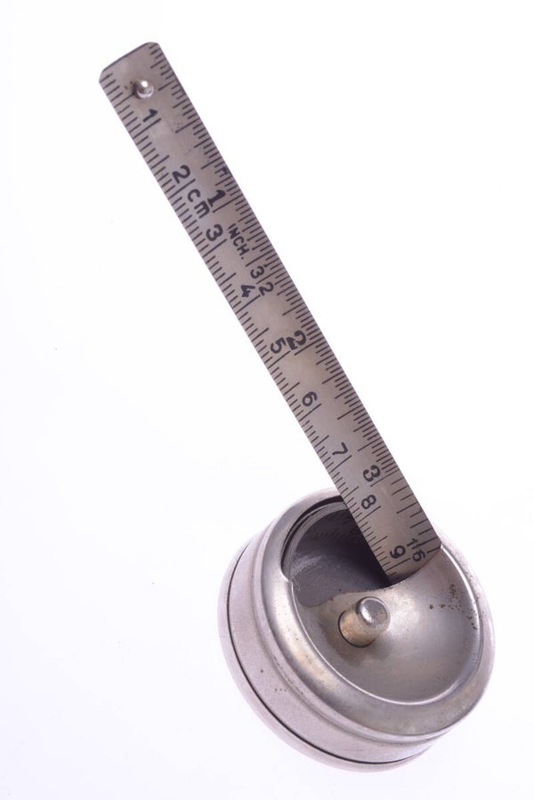 FRENCH ANTIQUE TAPE MEASURE NICKLE PLATE AUTO SPRING ON ITS OWN TENSION