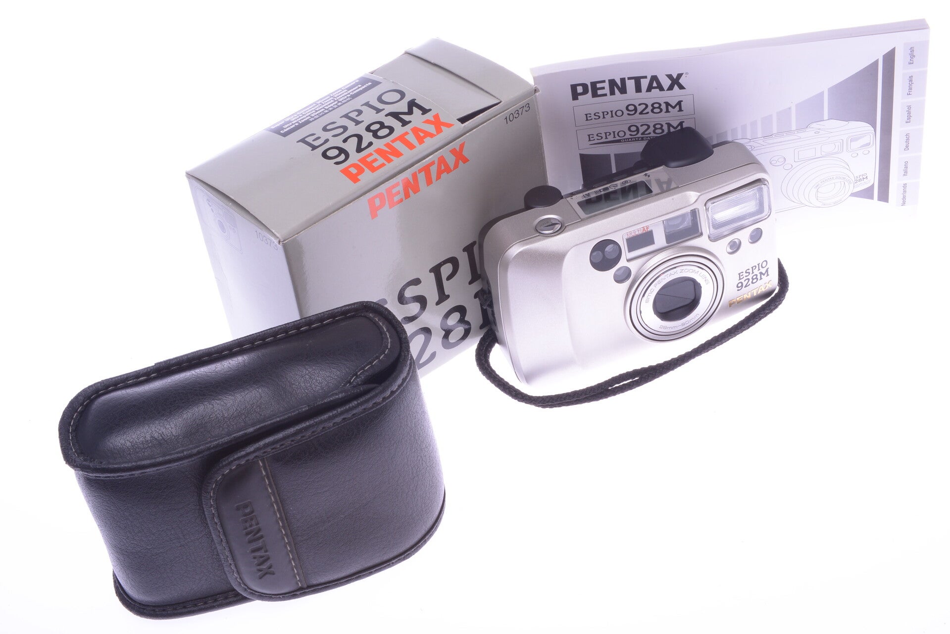 PENTAX ESPIO 928M 35MM FILM COMPACT CAMERA 28-90MM LENS STRAP CASE MANUAL ETC.