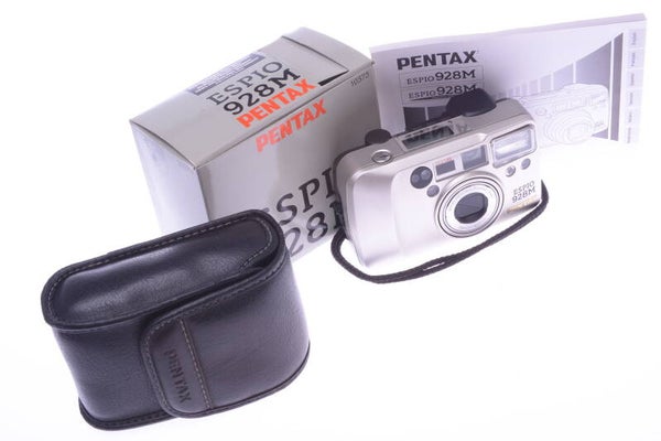 PENTAX ESPIO 928M 35MM FILM COMPACT CAMERA 28-90MM LENS STRAP CASE MANUAL ETC.