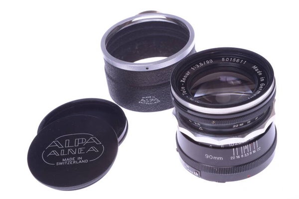 ALPA SCHNEIDER 90MM 3.5 TELE-XENAR BAY MOUNT *MINT* LENS RF CAMERA HOOD & CAPS