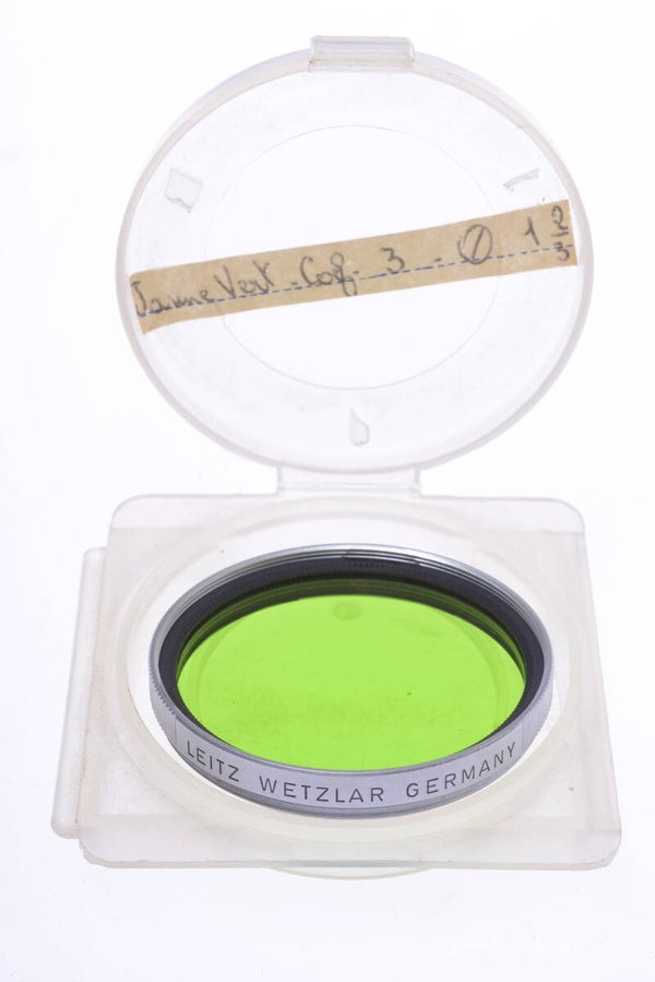 LEICA M E39, 39MM GREEN GGR FILTER ‘HOOFG 13096’ IN ORIGINAL KEEPER