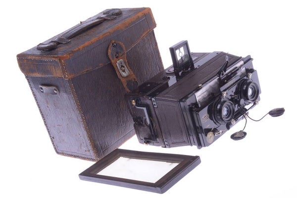 GAUMONT SPIDO WOODEN STEREO PANORAMA 6x13 PLATE CAMERA BERTHIOT PERIGRAPH LENS