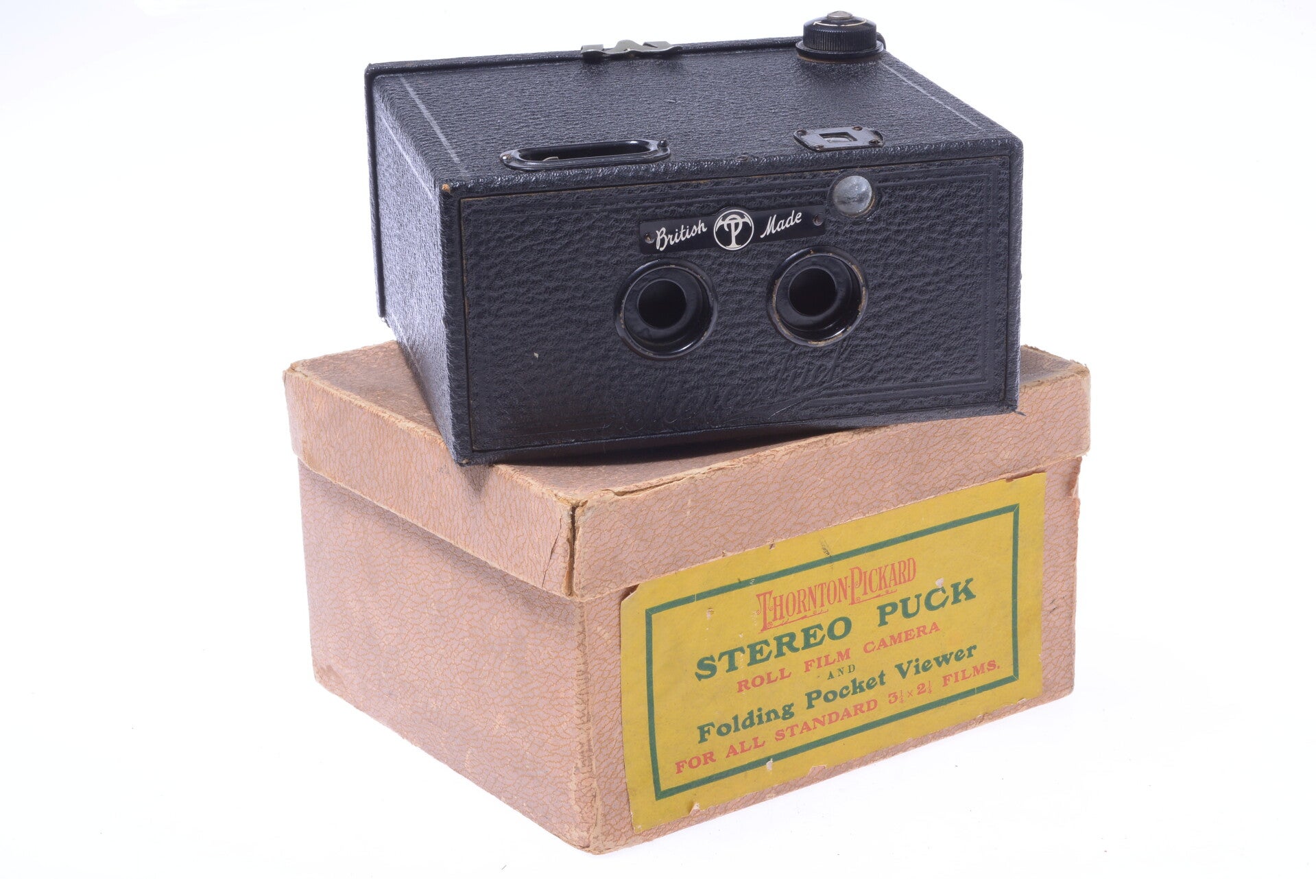 THORNTON STEREO PUCK CAMERA *VERY SCARCE* 6X8.5CM 120 ROLL FILM W/ MAKERS BOX