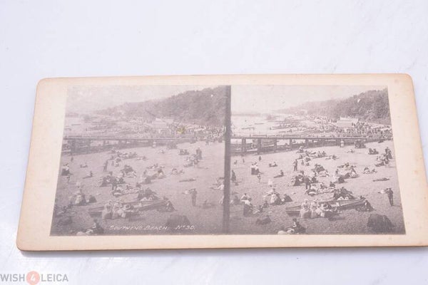 STEREO VIEW, STEREOVIEWS, 3D PICTURE UK WESTCLIFF SOUTHEND BEACH ORIG. ANTIQUE