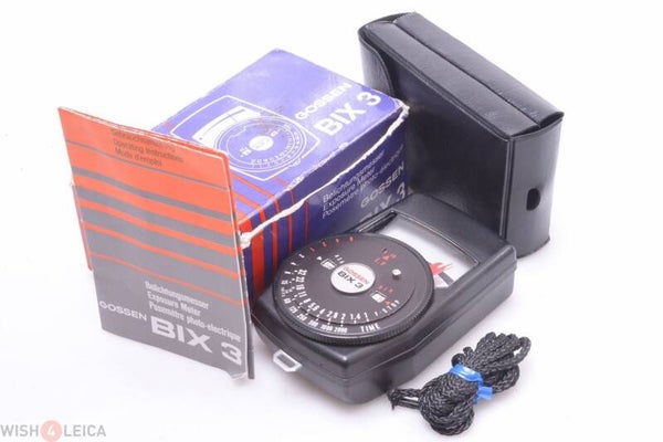 GOSSEN BIX 3 LIGHT, EXPOSURE METER W/ STRAP, POUCH, INSTRUCTIONS *WORKS 100%*