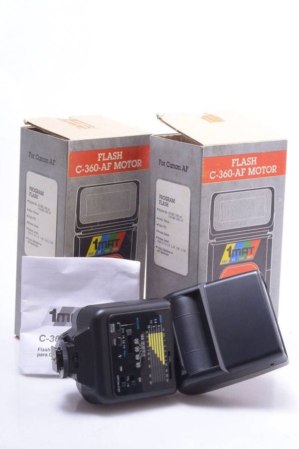 1MAT CANON AF CAMERA FLASH C-360-AF MOTOR ZOOM NEW OLD STOCK EUROPE MADE